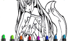 Desenhos para colorir fofos de anime Fox Girl