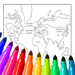 Colorir mapa mundial para crianças